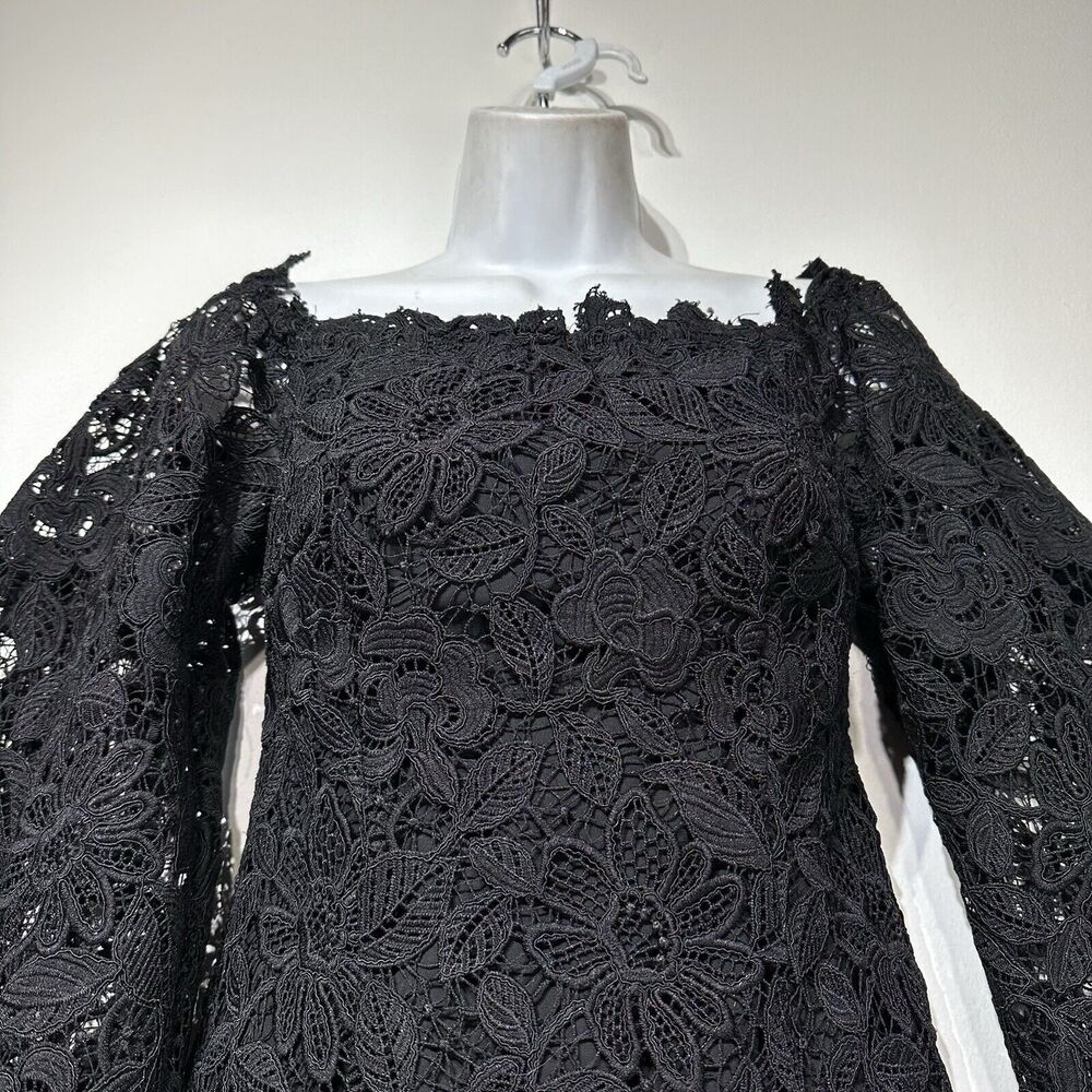 Free People Dusk Lace Off Shoulder black Mini Dress Size 0 - Picture 3 of 12